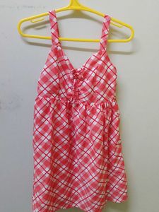 Red &amp; White Plaid Mini Dress