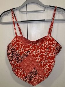 Tapered Red Printed Crop Top