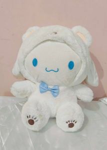 Cute White Plush Bunny Doll with Blue Bow Tie – So