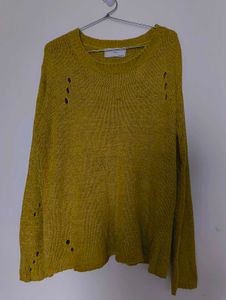 Distressed Mustard Yellow Knit Sweater