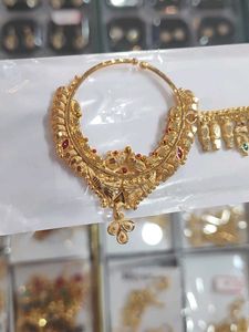 Gold Plated Nath(Nose-ring+ Chain)