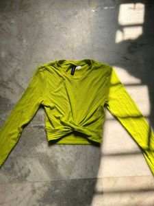 Green Knotted Crop Top