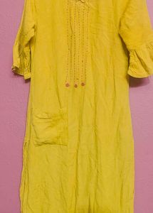 Mustard Kurti &amp; Pink Leggings Set