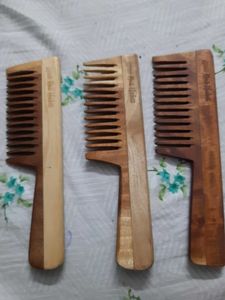 A Set Of 3 Neem Wood Comb