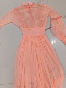 Elegant Peach Floral Dress