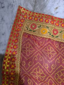 Yellow And Red Rajasthani Tie Dye Heavy Work Saree