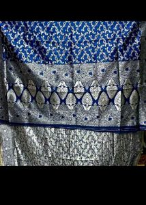 Silver Zari Work Saree With Blouse