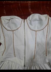 White Corset Top with Ruffle Hem