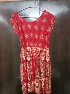Red Colour Printed Kurti