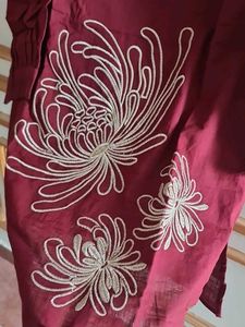 Maroon Floral Embroidery &amp; katha work Cod-set