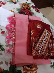 Elegant Pink official sree with belt