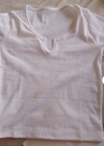 White V Neck Crop Top