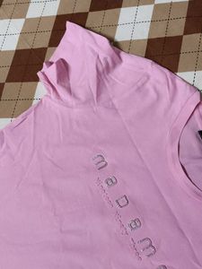Madame Pink Brand Embossed Print Cotton Tshirt