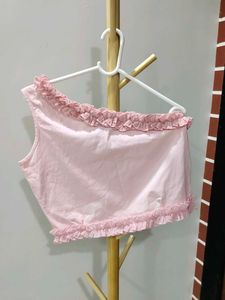 Cute One Shoulder Pink Top