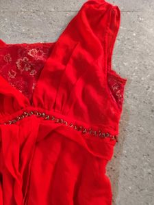 red tiered bottom y2k dress