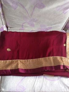 Elegant Maroon Saree with Gold Border