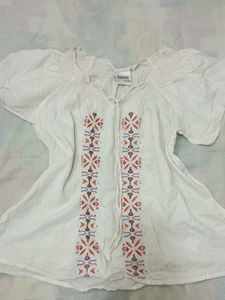 Embroidered Peasant Top