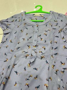 Bird Print Tunic Top