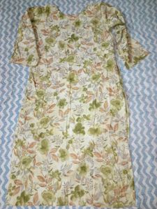 Printed Straight Kurti in lime green colour
