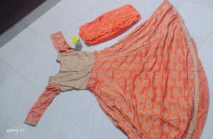 Beautiful Orange Anarkali Set