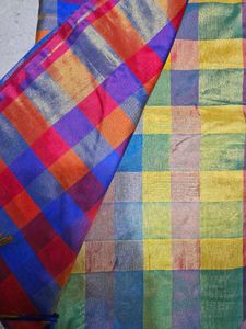 Multicolour Checked Soft Silk