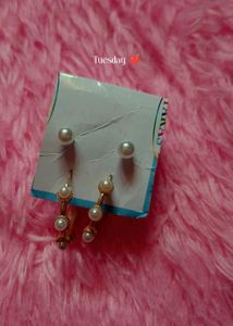 Pearl Earrings Set - 2 Pairs