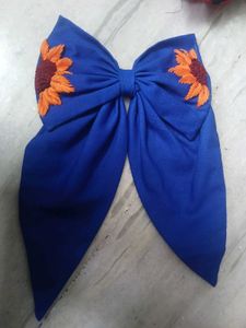 Handmade Embroidered Floral Hair Bow