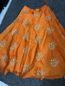 Elegant Orange Lehenga Skirt