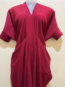 Burgundy Drape Dhoti Style Dress