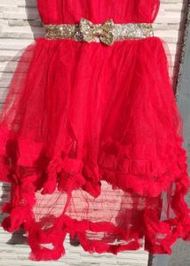 Red Dress with Gold Belt