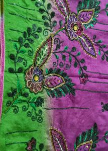 Beautiful Purple And Green Sari With Blouse