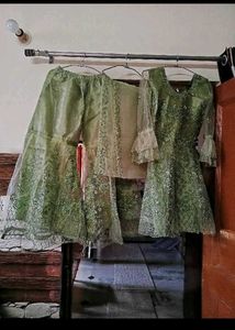 New Peplum Sharara Resham Thread + Moti Embroidery