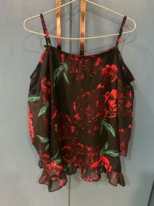 Floral Print Cold Shoulder Top