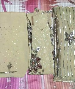Beatiful Golden Suit With Embroidery.