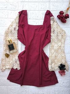 Corset Back Lace Sleeves Kurti 🫶🏻🎀