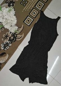 A Line Sleeveless Black Shorts Jumpsuit