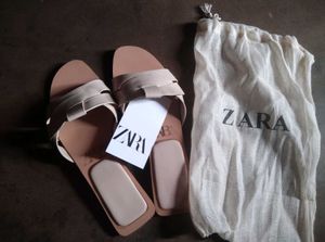 Zara Cream Woven Slides