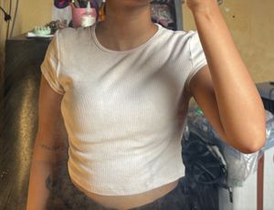 White Ribbed T-Shirt