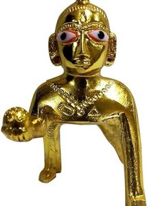 Exquisite 1-Inch Brass Laddu Gopal Idol