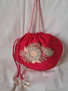 Pink Embellished Potli Bag