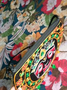Embroidered Handbag with Shoulder Strap