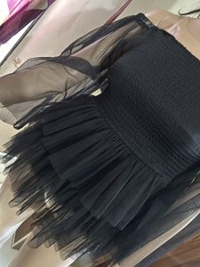 Black Net Empire Crop Top