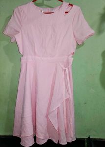 Pink Cutout Mini Dress With Adjustable Waist