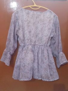 Light Blue Printed Casual Top