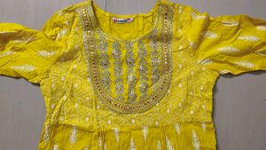 Yellow Embroidered Dress Material