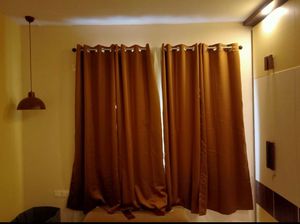 Brown &amp; White Curtain - 3 Piece