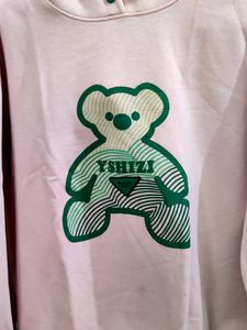 💥BUY1GET1💥 pink YSHIZI teddy bear graphic print oversized hoodie.