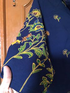 Navy Blue Printed Kurta Set