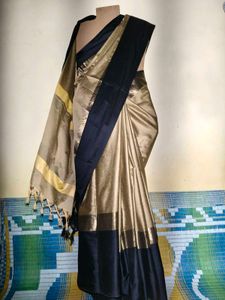 Chiku Black Combi Saree