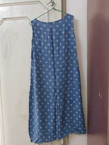 Indigo Ikkat Printed Sleeveless Kurta